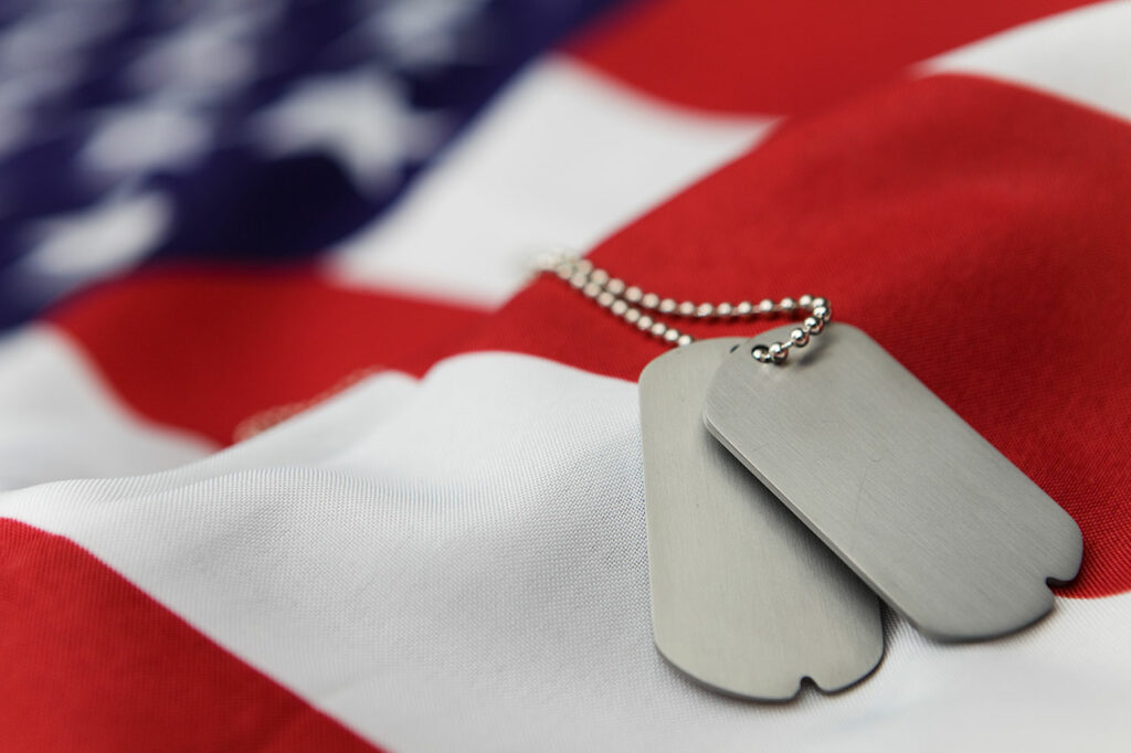 united states of America military flag and necklace