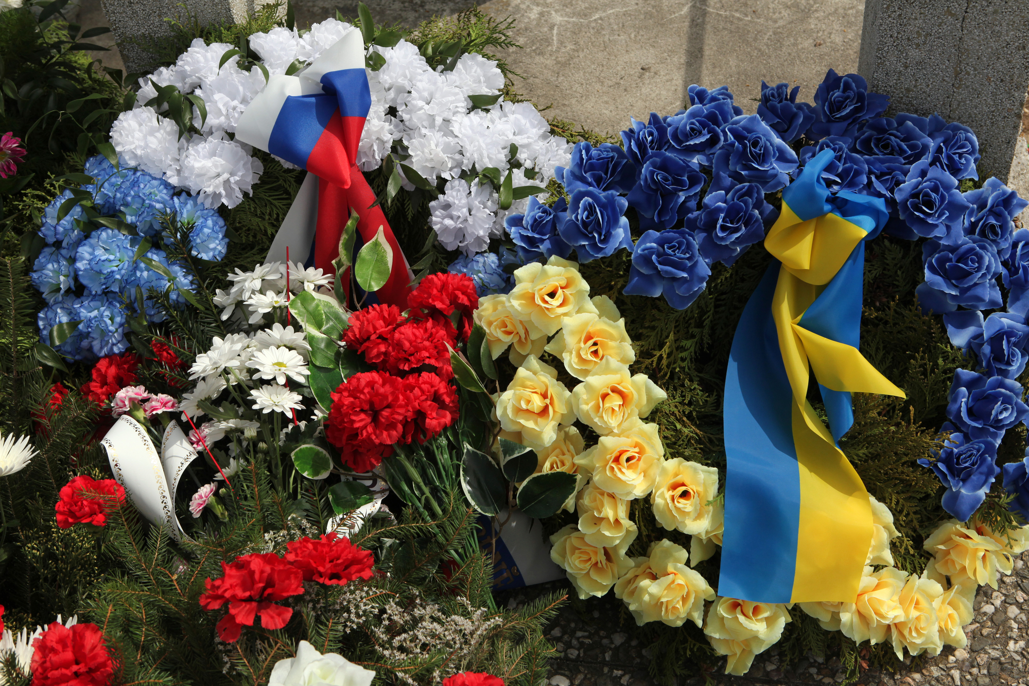 flowers placed on a burial ground